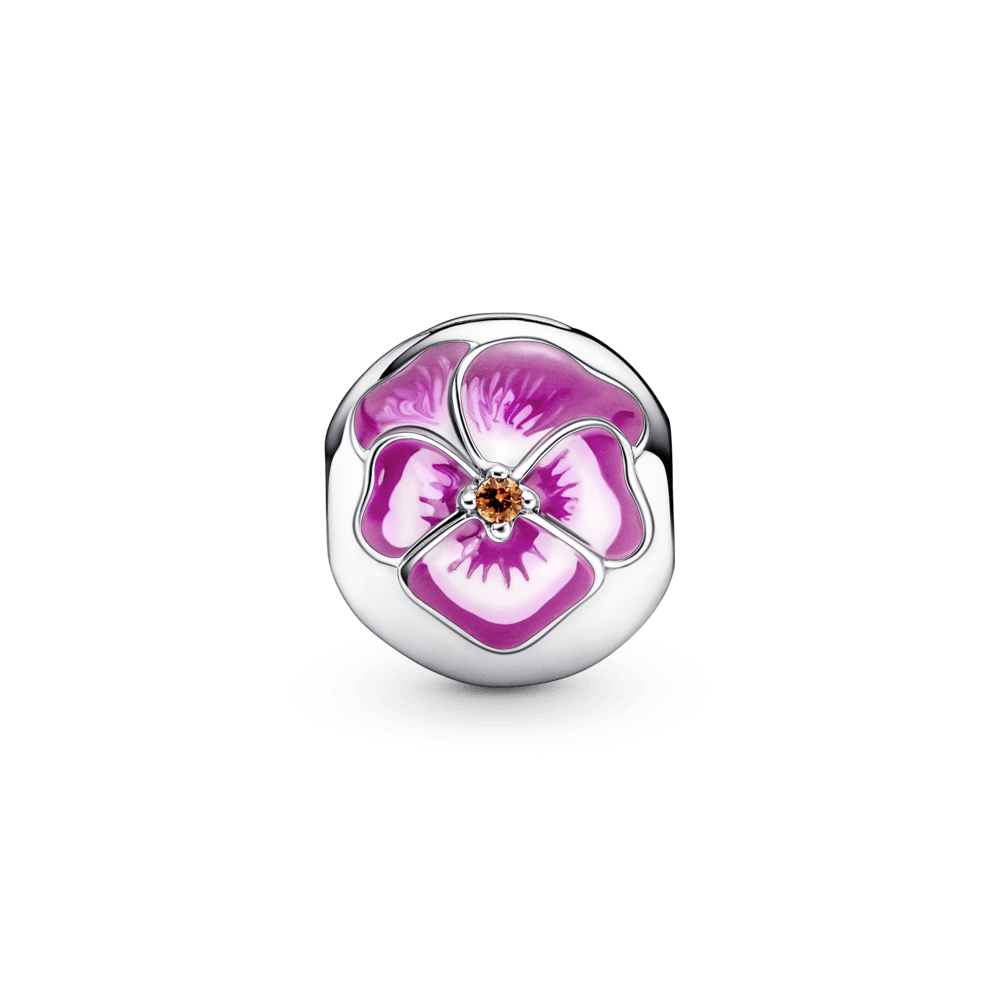 Rausvos gėlės našlaitės spaustukas - Pandora Lietuva