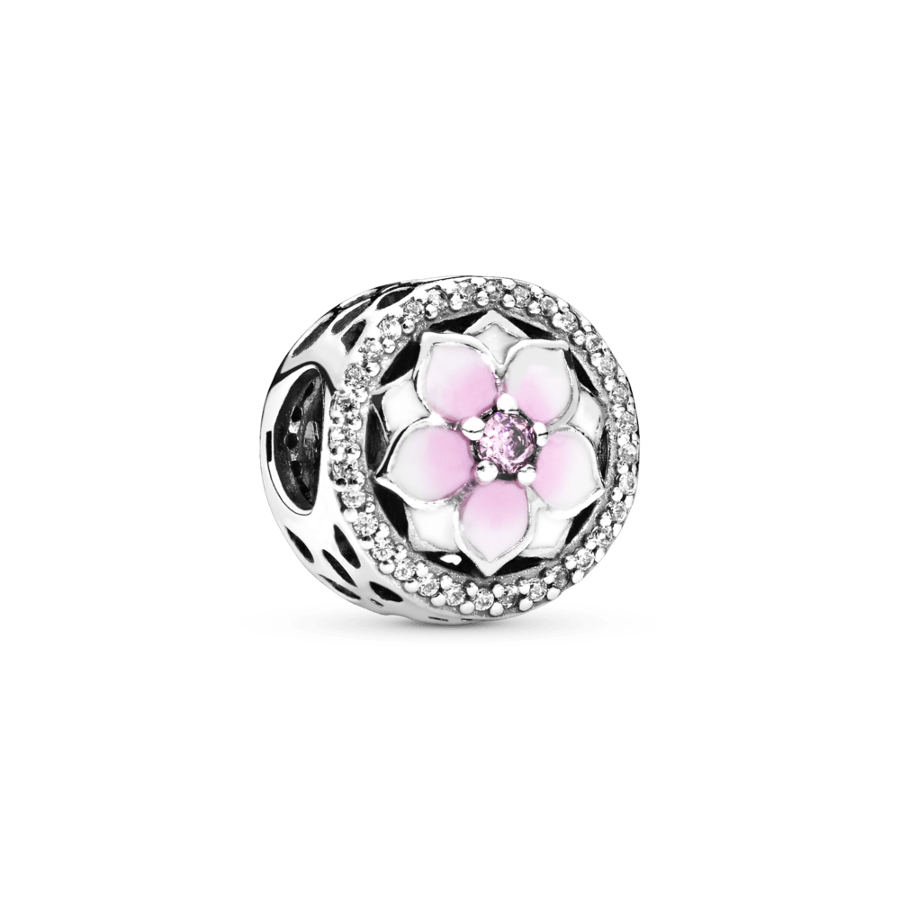 Rožinės Magnolijos žiedo karoliukas - Pandora Lietuva