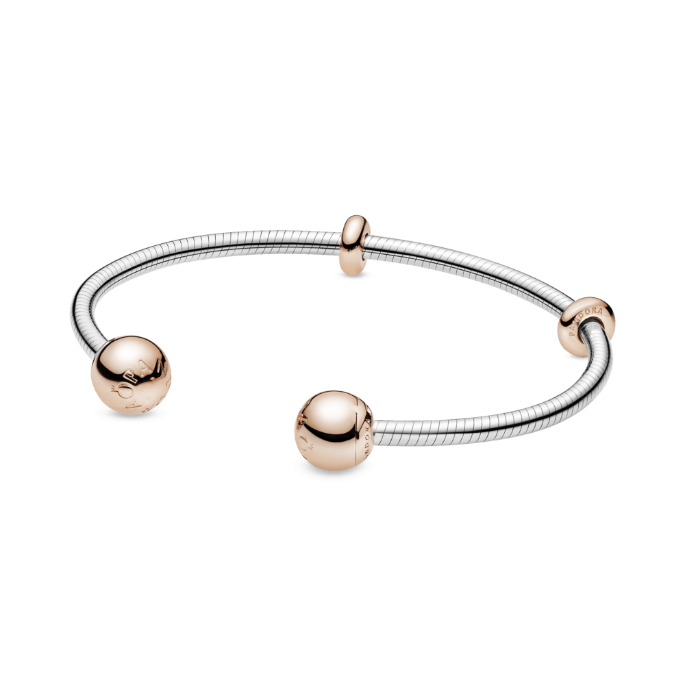 Sidabrinė apyrankė Pandora Moments su 14 karatų rausvuoju aukso padengto metalo užsegimu - Pandora LT