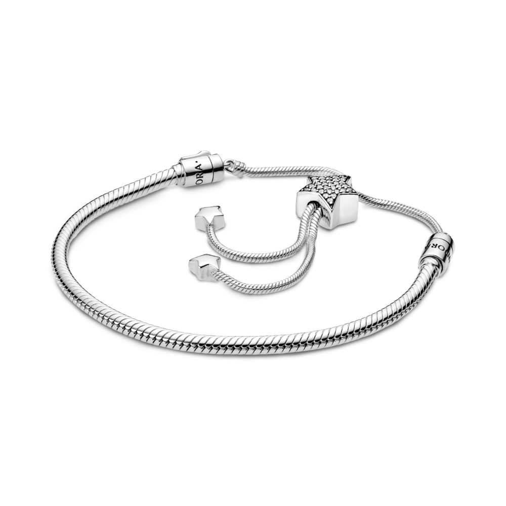 Sidabrinė apyrankė su žvaigždės formos slankiuoju užsegimu "Akimirkos" - Pandora Lietuva