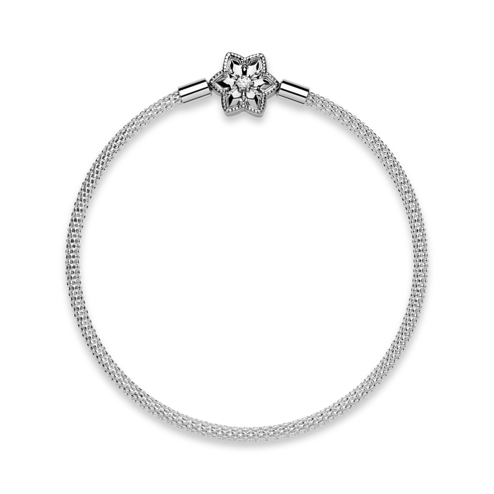 Sidabrinė pinta apyrankė su snaigės užsegimu - Pandora Lietuva