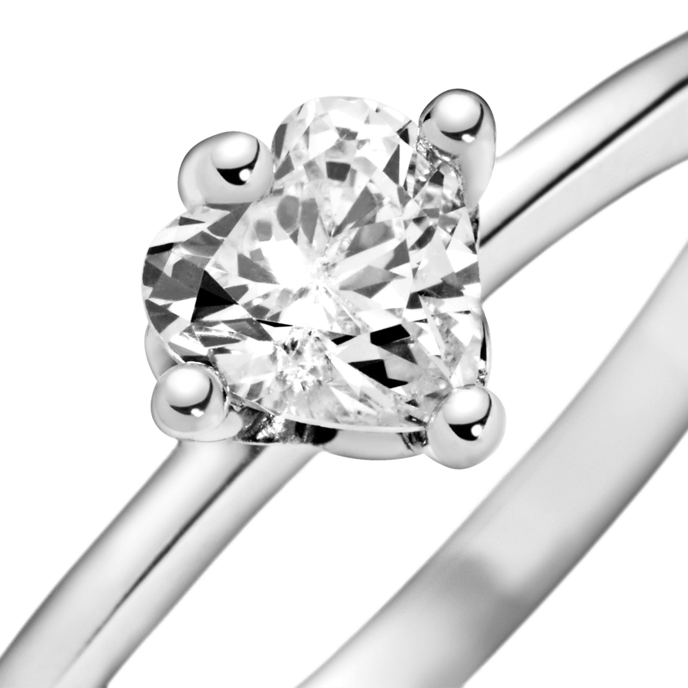 Skaidrus širdelės formos žiedas - Pandora LT