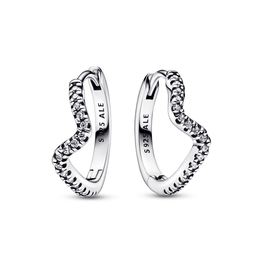 Sparkling Wave Hoop Earringsauskarai - Pandora LT