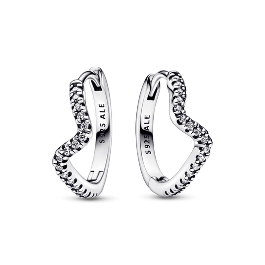 Sparkling Wave Hoop Earringsauskarai - Pandora LT