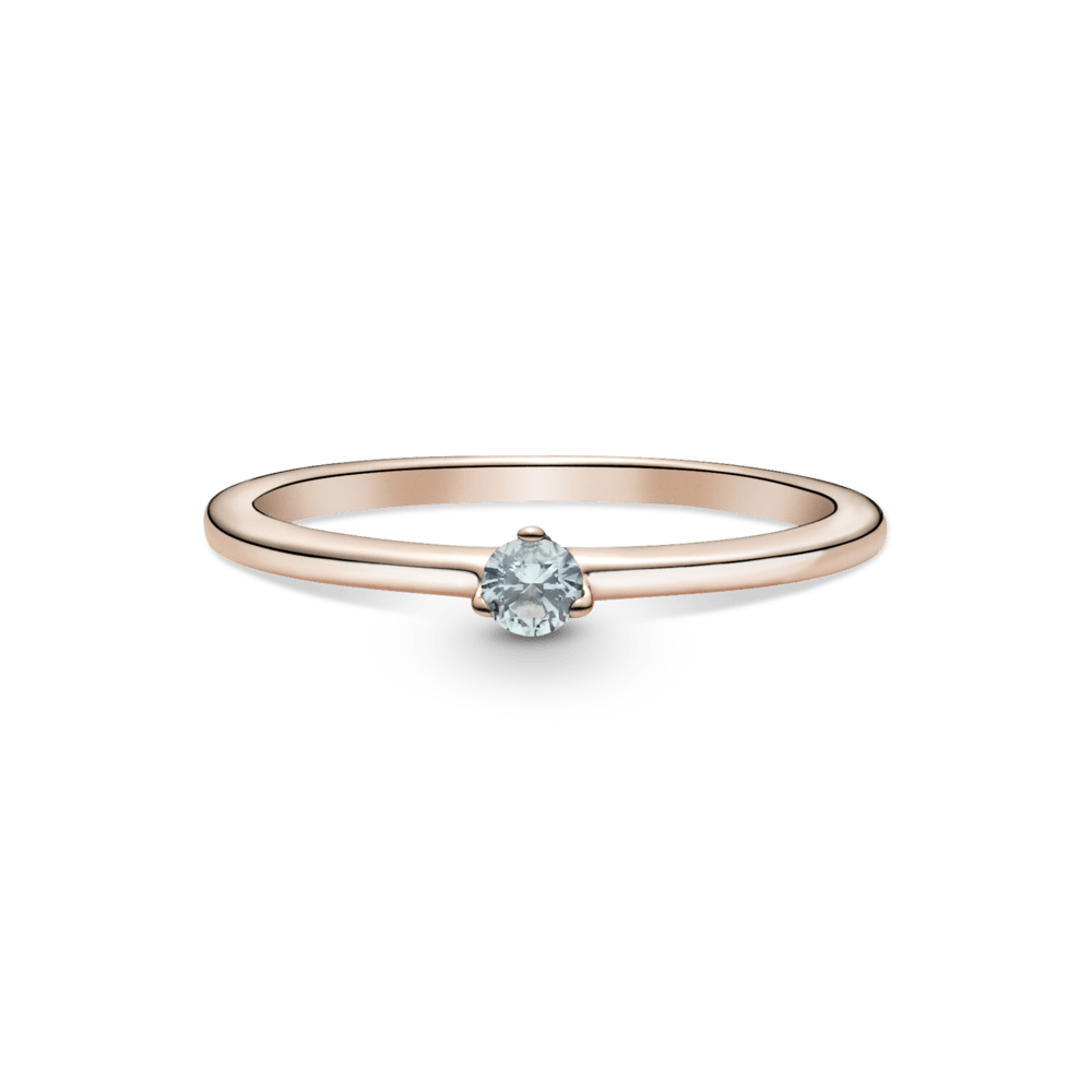 Šviesiai mėlynas soliterio žiedas - Pandora LT