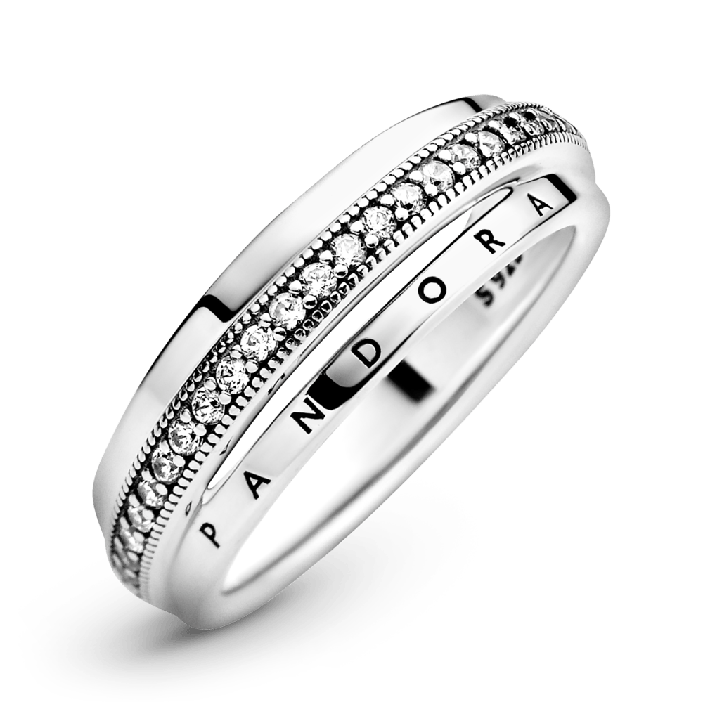 Trigubų juostų Pave žiedas - Pandora LT