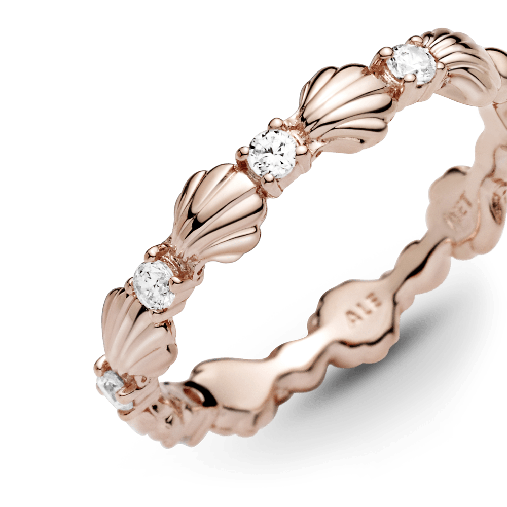 Žaižaruojantis jūros kriauklių žiedas - Pandora LT