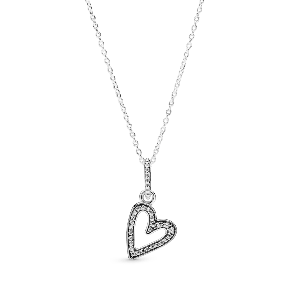 Žaižaruojantis širdelės formos pakabukas su grandinėle - Pandora LT