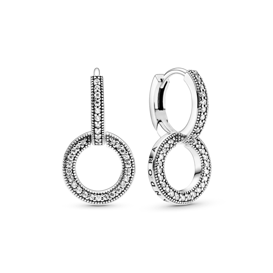 Žaižaruojantys dviejų lankelių auskarai - Pandora LT