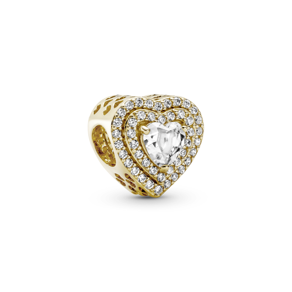 Žėrintis keliais lygiais išdėstytų širdelių karoliukas - Pandora Lietuva