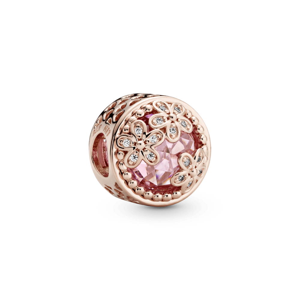 Žėrintis rausvas gėlės ramunės karoliukas - Pandora Lietuva