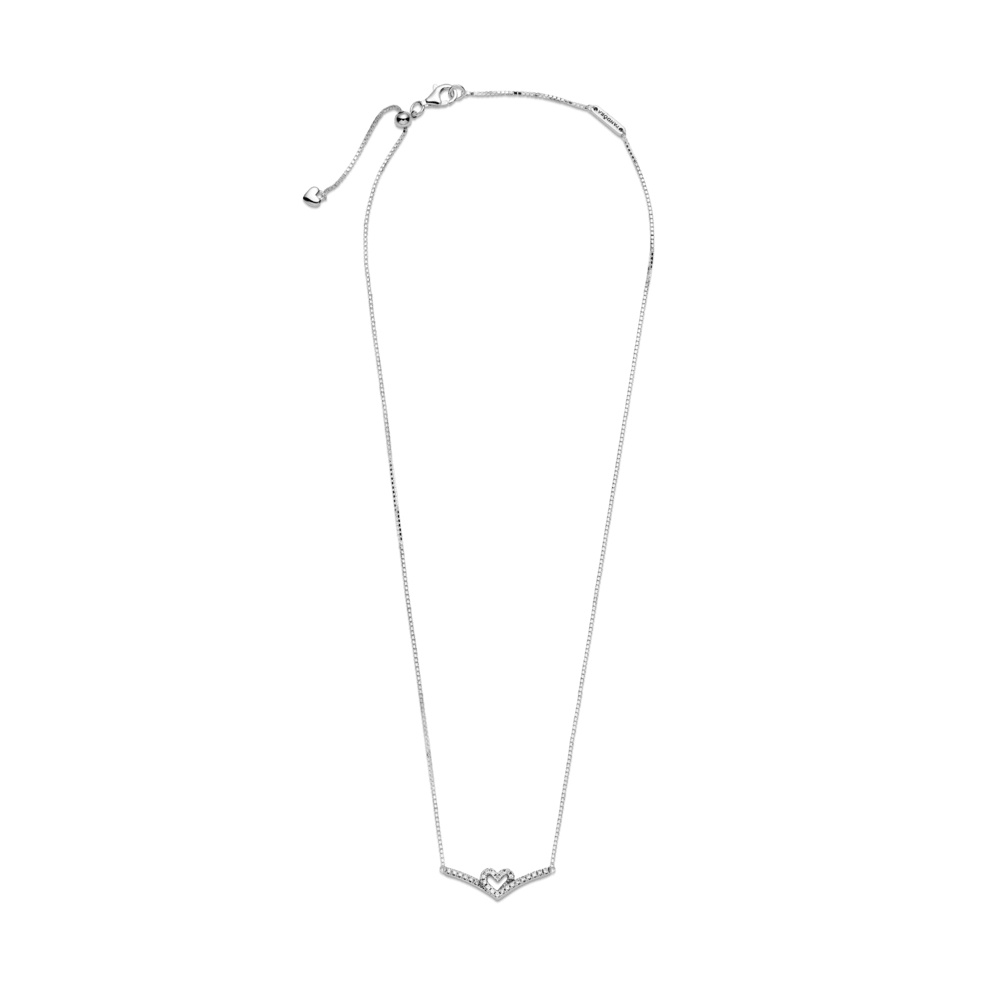 Žvilgantys norų išsipildymo karoliai su širdele - Pandora LT