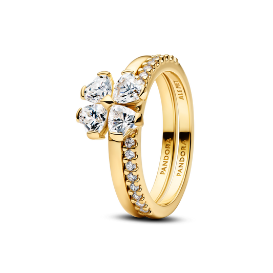 Spindintis dalijamas žiedas „Sėkmę nešantis dobilas“