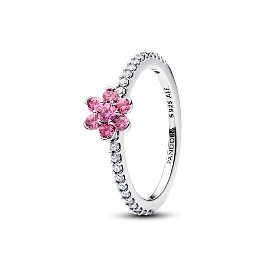 Spindintis žiedas „Rožinė gėlė“