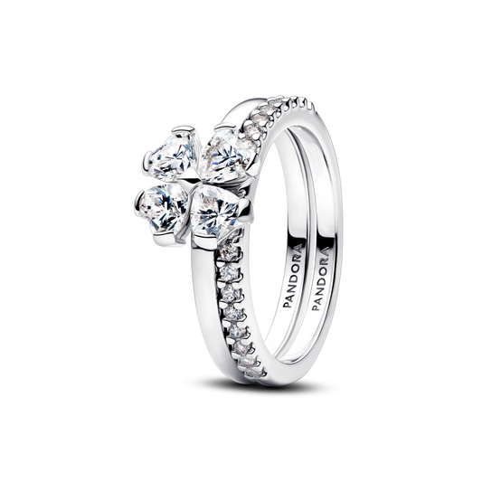 Spindintis dalijamas žiedas „Sėkmę nešantis dobilas“