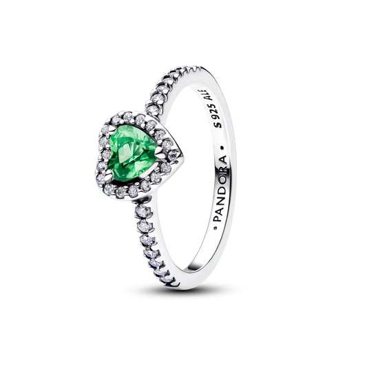 Žiedas „Iškili mėtinės spalvos širdis“