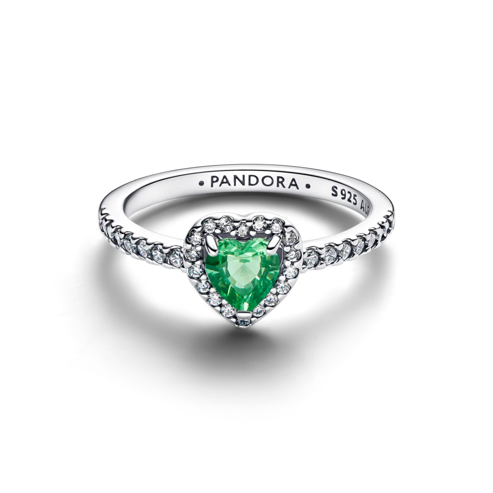 Žiedas „Iškili mėtinės spalvos širdis“