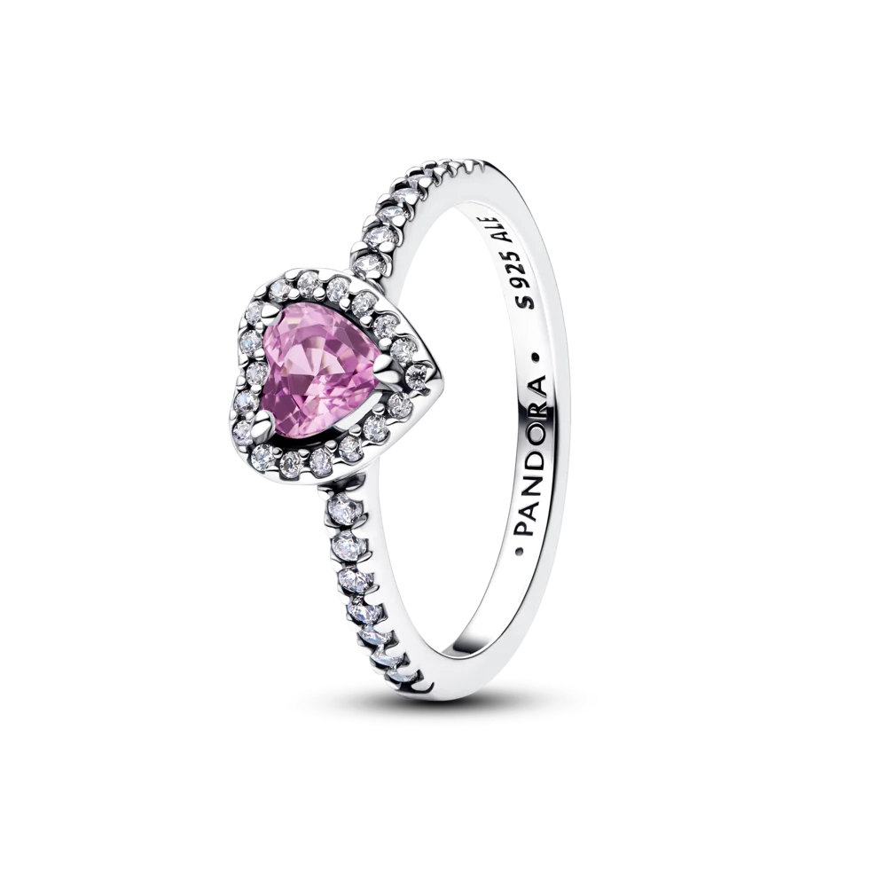 Žiedas „Iškili šviesiai violetinė širdis“