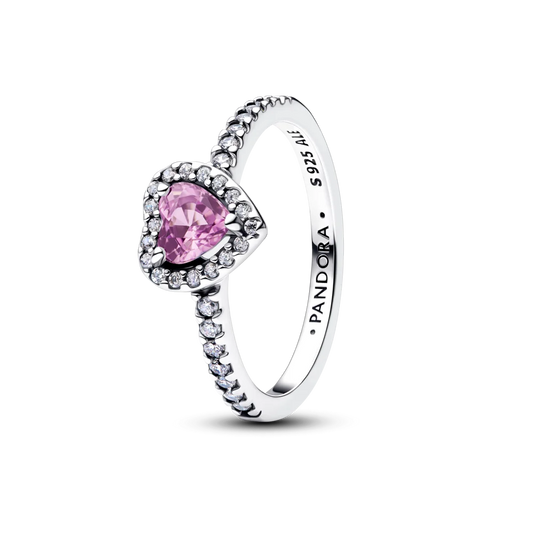 Žiedas „Iškili šviesiai violetinė širdis“