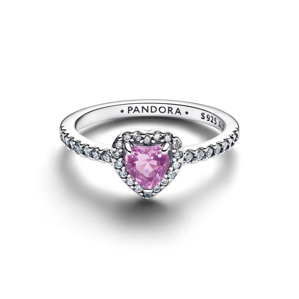 Žiedas „Iškili šviesiai violetinė širdis“