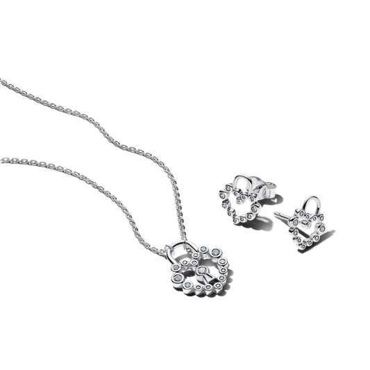 Papuošalų dovanų rinkinys „Spindinti širdies formos spynelė“