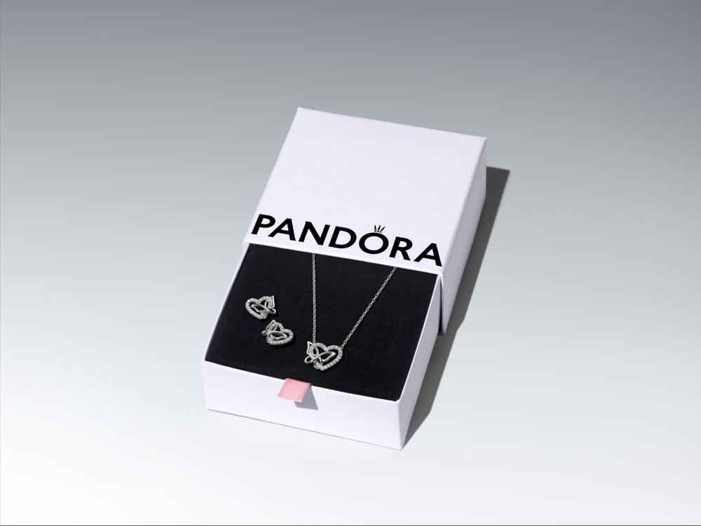 Papuošalų rinkinys „Persipynę širdis ir drugelis