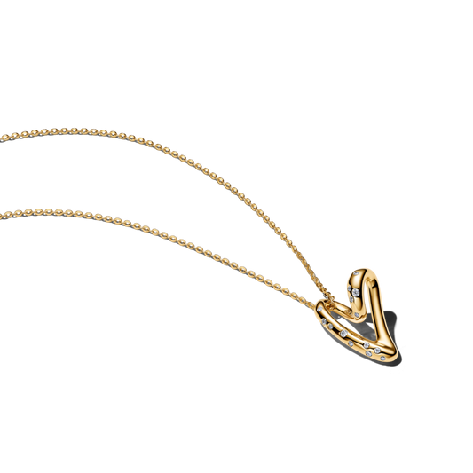 Organiškos formos akmenimis puoštas širdelės pakabuko vėrinys
