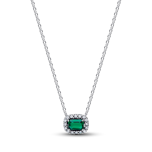 Spindintis vėrinys su žaliu stačiakampio formos aureolės pakabučiu