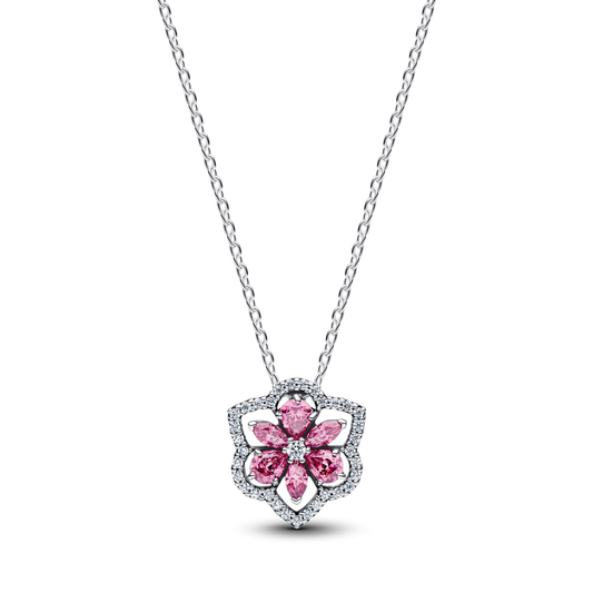 Spindintis herbariumo stiliaus vėrinys su pakabučiu „Rožinės gėlės“