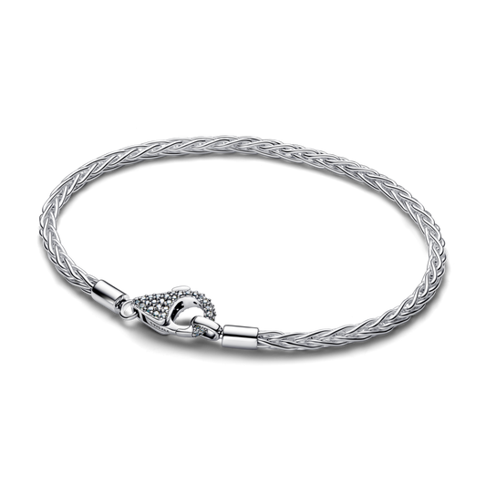 Lapės uodegos pynimo grandinėlės apyrankė karoliukams su pavé užsegimu