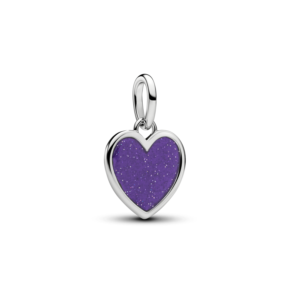 Graviruojamas kabantis violetinės širdies karoliukas
