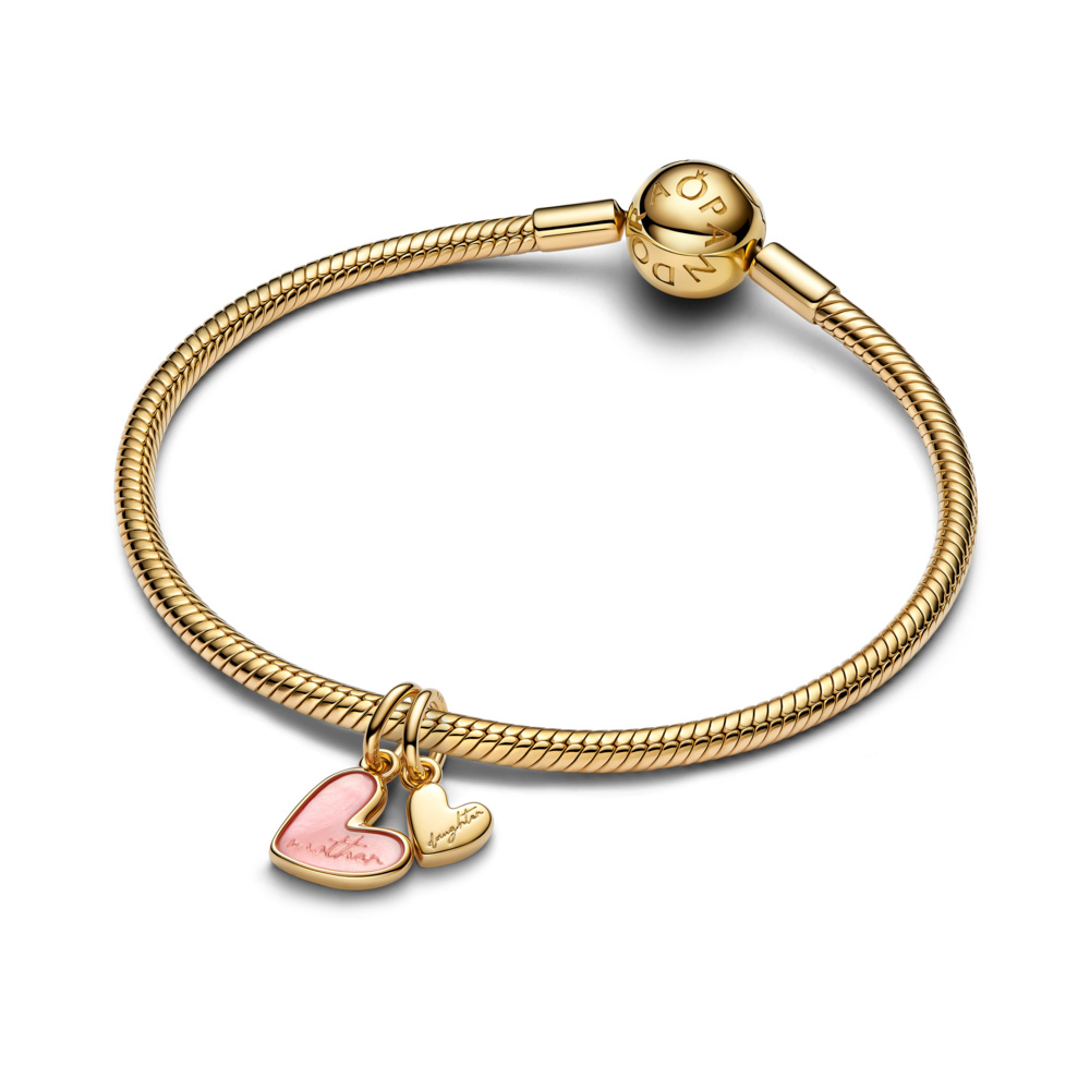 Rožinis dalijamas kabantis karoliukas „Mama ir dukra“