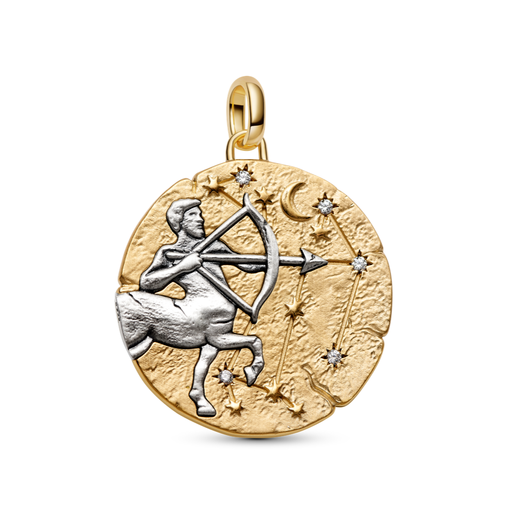 Didelis Šaulio zodiako ženklo medaliono karoliukas