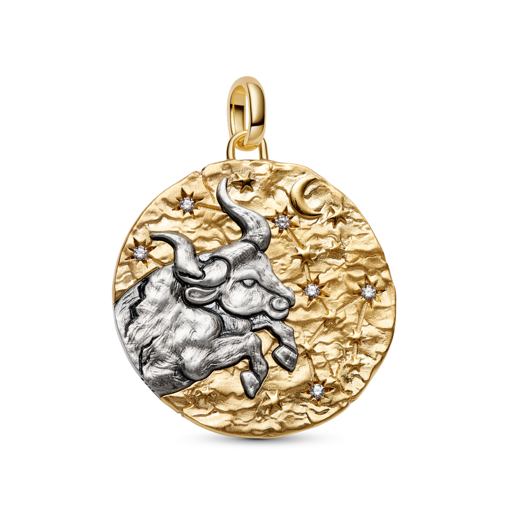Didelis Jaučio zodiako ženklo medaliono karoliukas