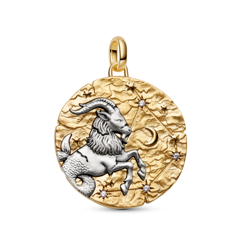 Didelis Ožiaragio zodiako ženklo medaliono karoliukas