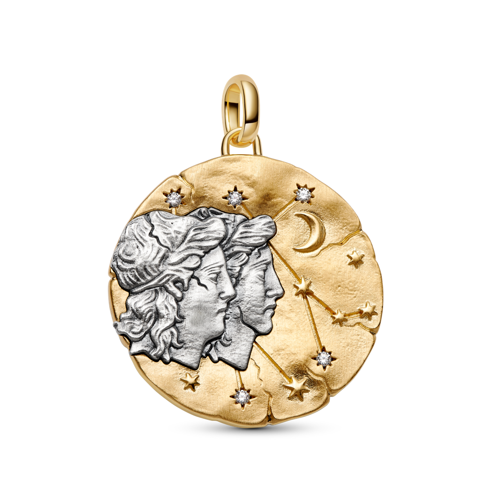 Didelis Dvynių zodiako ženklo medaliono karoliukas