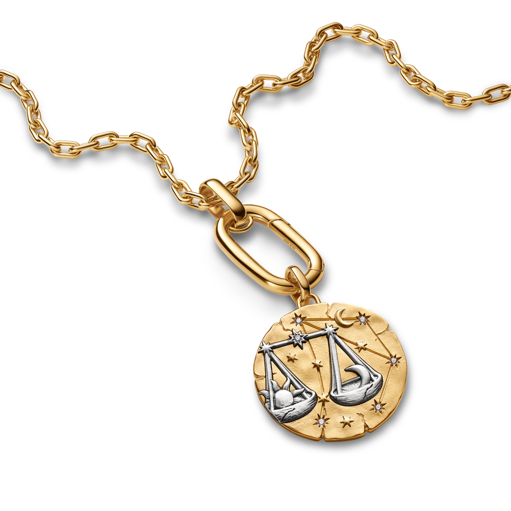 Didelis Svarstyklių zodiako ženklo medaliono karoliukas