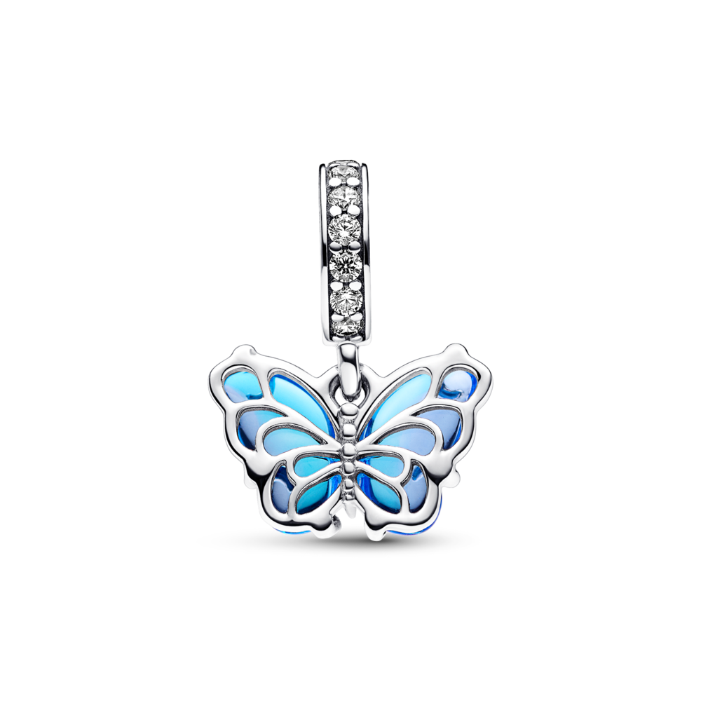Blue Murano Glass Butterfly Dangle Charm - Pandora Lietuva