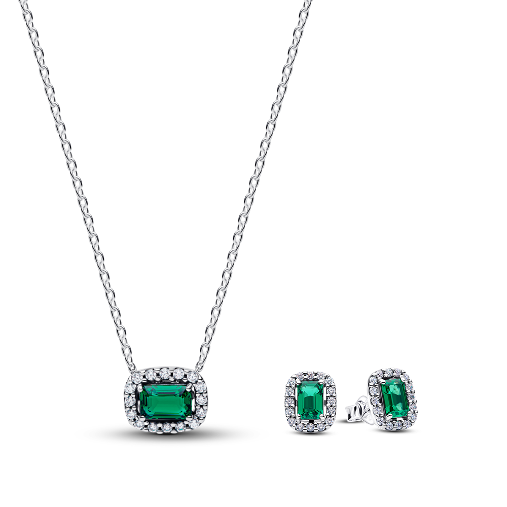 Papuošalų rinkinys „Spindinti žalia aureolė“