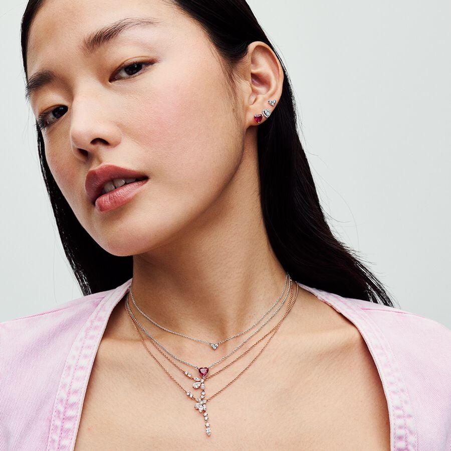 Sparkling Heart Halo Pendant Collier Necklace karoliai