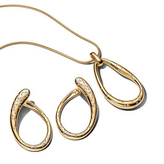 14K aukso dengtas kubinio cirkonio papuošalų dovanų rinkinys