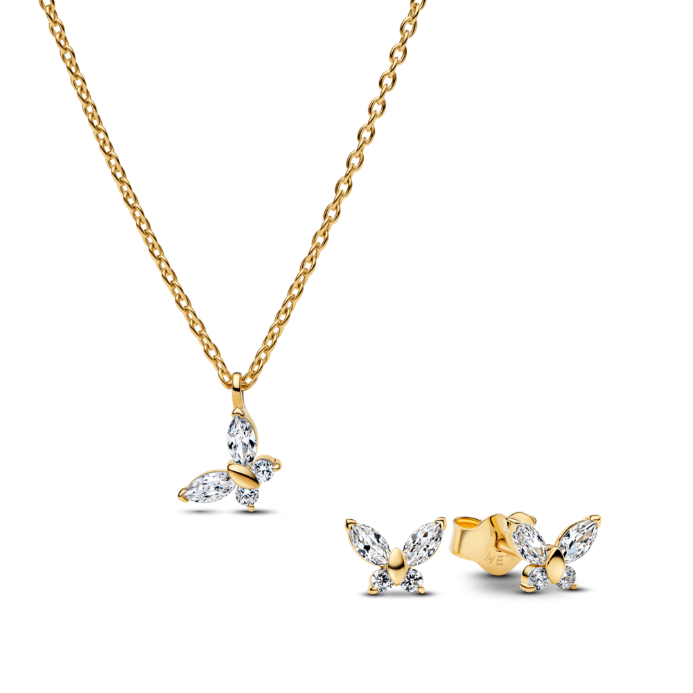 Dovanų rinkinys: Įsmeigiami auskarai „Drugeliai“ & Vėrinys su pakabučiu „Drugelis“ - Pandora Lietuva