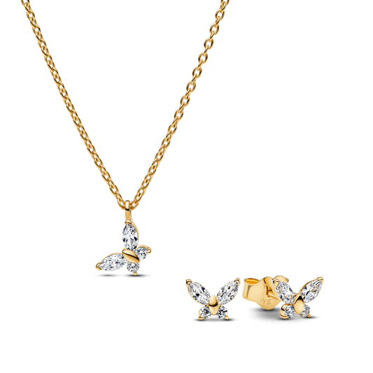 Dovanų rinkinys: Įsmeigiami auskarai „Drugeliai“ & Vėrinys su pakabučiu „Drugelis“ - Pandora Lietuva