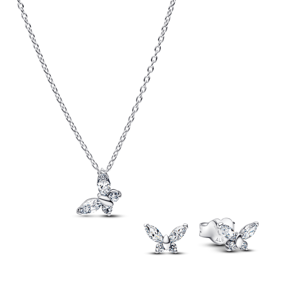 Dovanų rinkinys: Įsmeigiami auskarai „Drugeliai“ & Vėrinys su pakabučiu „Drugelis“ - Pandora Lietuva