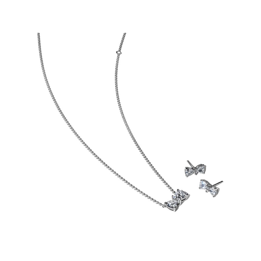 Dovanų rinkinys: Spindintis vėrinys su kaspinėliu & Spindintys įsmeigiami auskarai su kaspinėliu - Pandora Lietuva