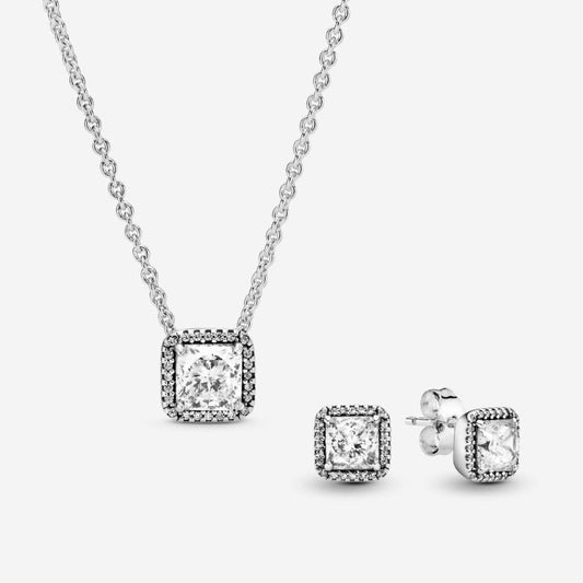 Dovanų rinkinys: Vėrinys Elegancija & Auskarai Žėrinti Aureolė - Pandora Lietuva