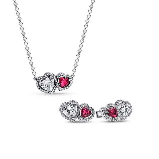 Dovanų rinkinys: Vėrinys su širdies formos aureolės pakabučiu & Įsmeigiami auskarai su širdies formos aureole - Pandora Lietuva