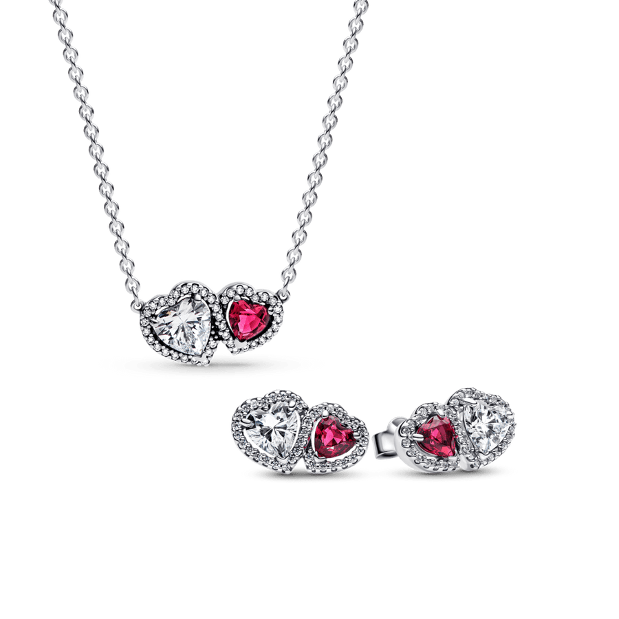 Dovanų rinkinys: Vėrinys su širdies formos aureolės pakabučiu & Įsmeigiami auskarai su širdies formos aureole - Pandora Lietuva