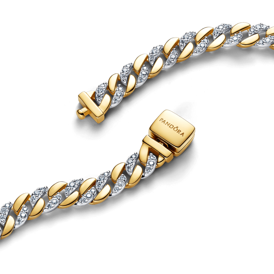 Dviejų atspalvių pavé stiliaus Kubos tipo grandinėlės apyrankė - Pandora Lietuva