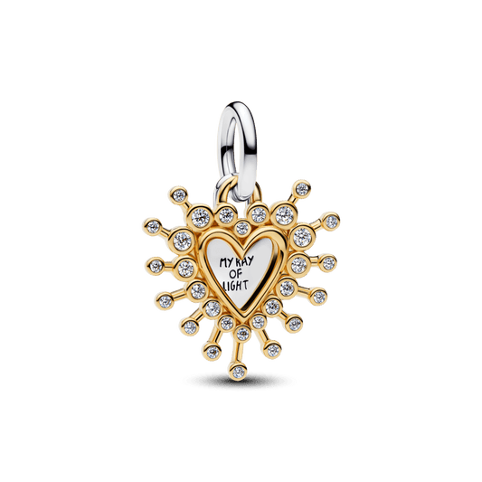 Dvigubas kabantis karoliukas „Spinduliuojanti širdis“ - Pandora Lietuva